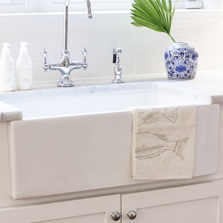 Nantucket Sinks Cape Collection 30" Rectangle Undermount Porcelain Enamel Glaze White Fireclay Single Bowl Italian Farmhouse Apron Kitchen Sink