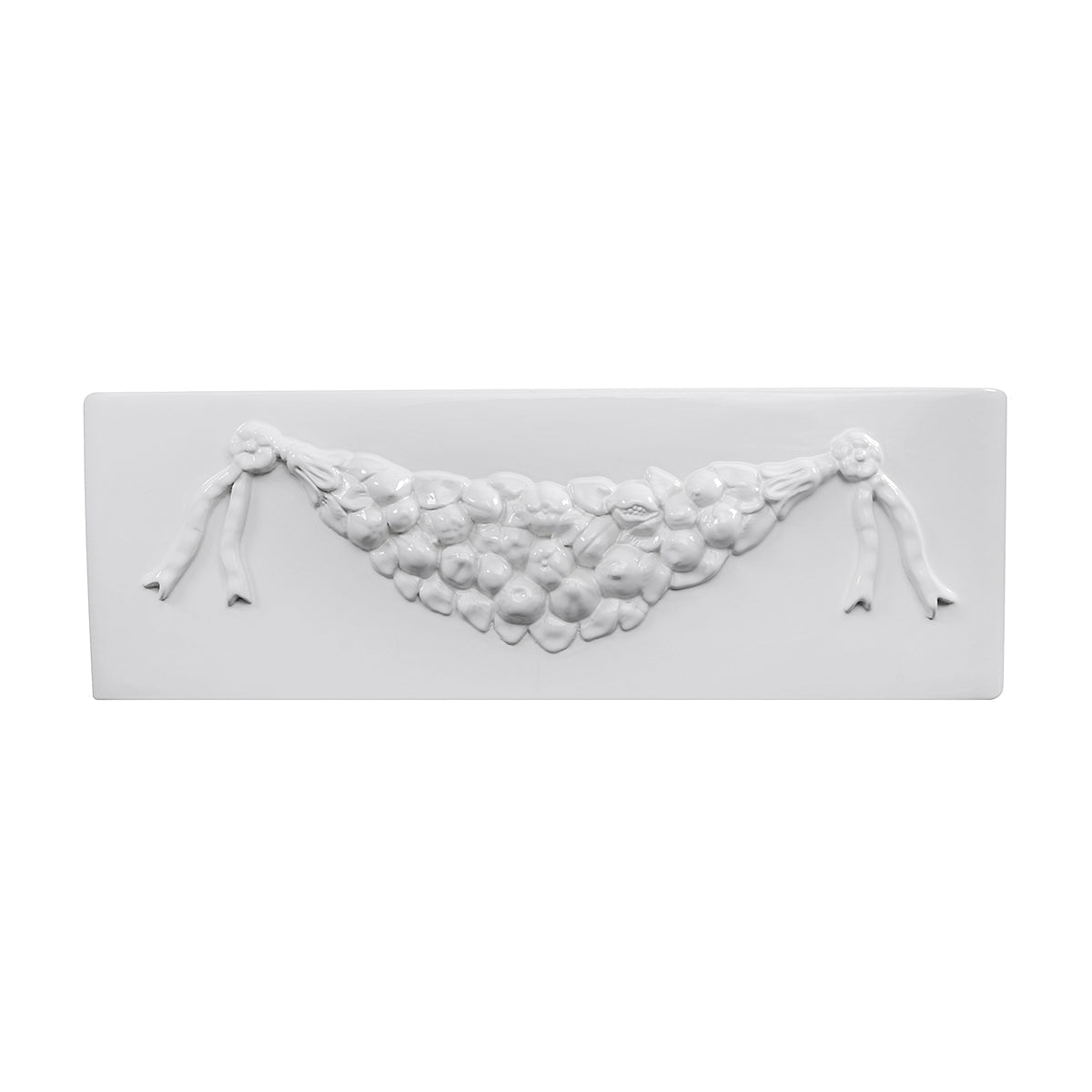 Nantucket Sinks Cape Collection 30" Rectangle Undermount Porcelain Enamel Glaze White Fireclay Single Bowl Italian Farmhouse Apron Kitchen Sink With an Embossed Decorative Garland Design