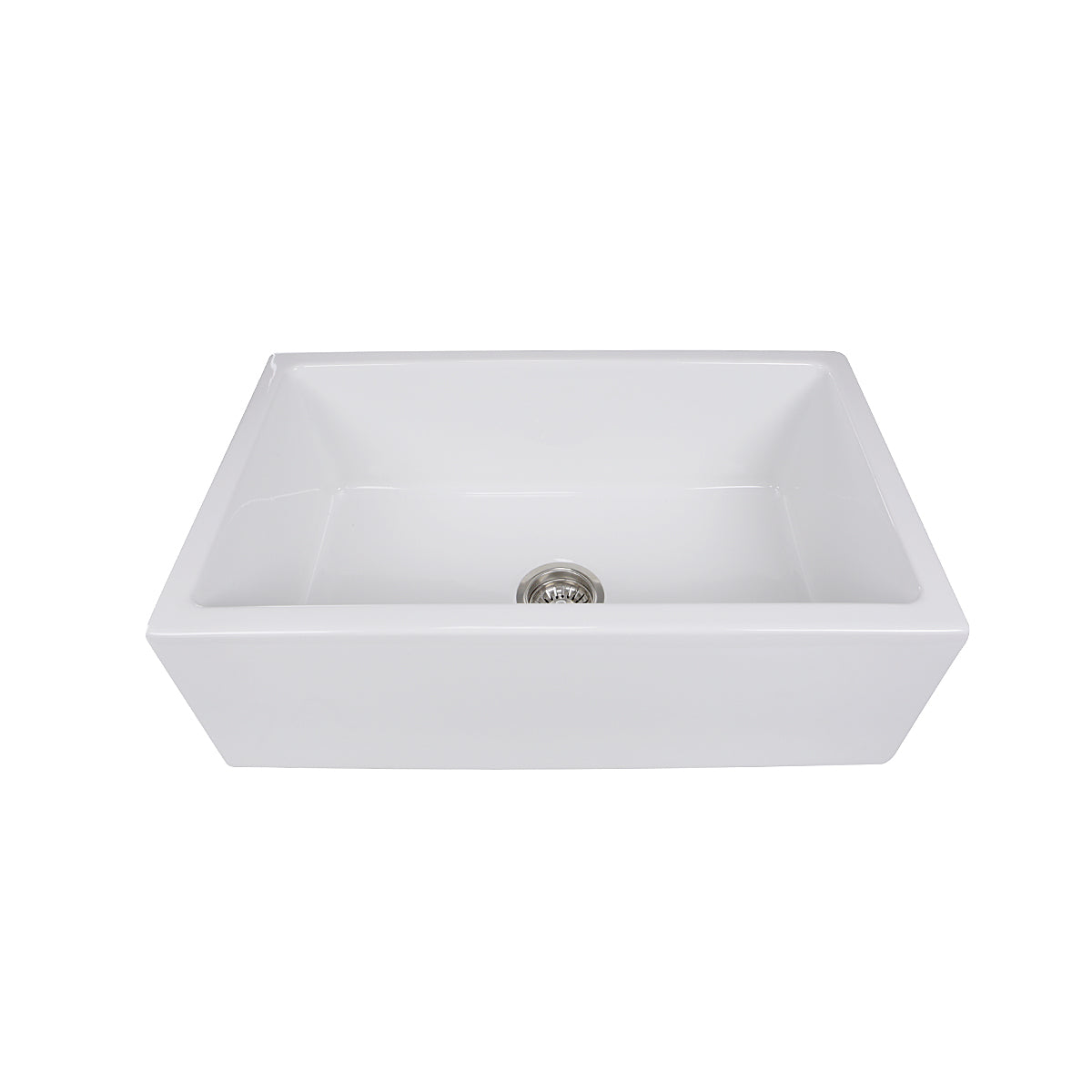 Nantucket Sinks Cape Collection 30" Rectangle Undermount Porcelain Enamel Glaze White Fireclay Single Bowl Italian Farmhouse Apron Kitchen Sink