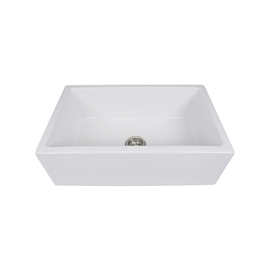 Nantucket Sinks Cape Collection 30" Rectangle Undermount Porcelain Enamel Glaze White Fireclay Single Bowl Italian Farmhouse Apron Kitchen Sink