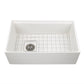 Nantucket Sinks Cape Collection 30" Rectangle Undermount Porcelain Enamel Glaze White Fireclay Single Bowl Reversible Workstation Apron Kitchen Sink With Offset Drain and Accessories