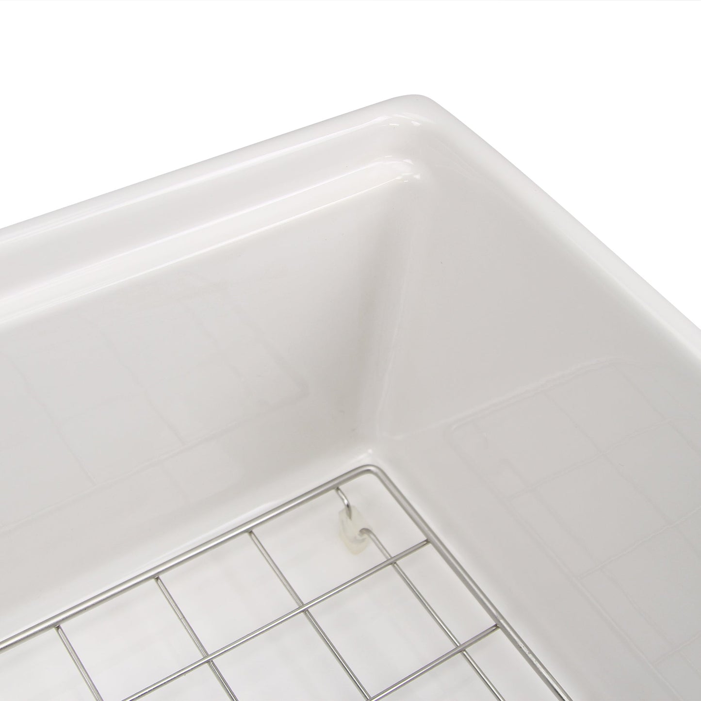 Nantucket Sinks Cape Collection 30" Rectangle Undermount Porcelain Enamel Glaze White Fireclay Single Bowl Reversible Workstation Apron Kitchen Sink With Offset Drain and Accessories