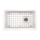 Nantucket Sinks Cape Collection 30" Rectangle Undermount Porcelain Enamel Glaze White Fireclay Single Bowl Reversible Workstation Apron Kitchen Sink With Offset Drain and Accessories