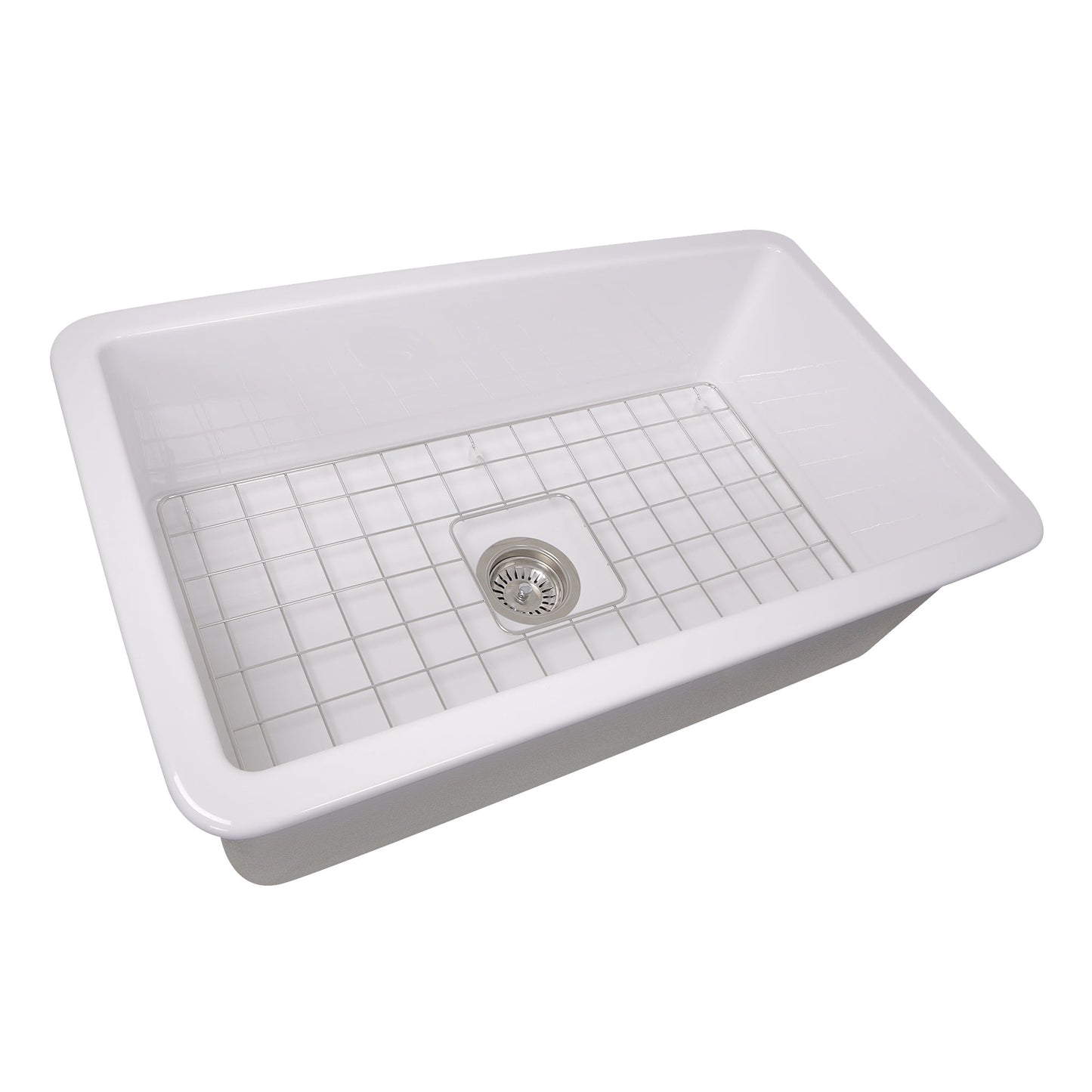 Nantucket Sinks Cape Collection 32" Rectangle Undermount Porcelain Enamel Glaze White Fireclay Single Bowl Kitchen Sink