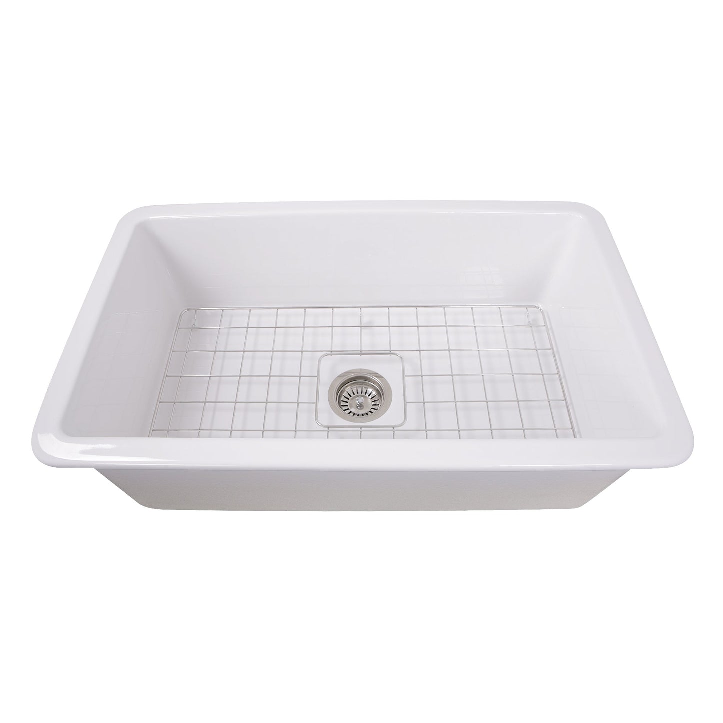 Nantucket Sinks Cape Collection 32" Rectangle Undermount Porcelain Enamel Glaze White Fireclay Single Bowl Kitchen Sink