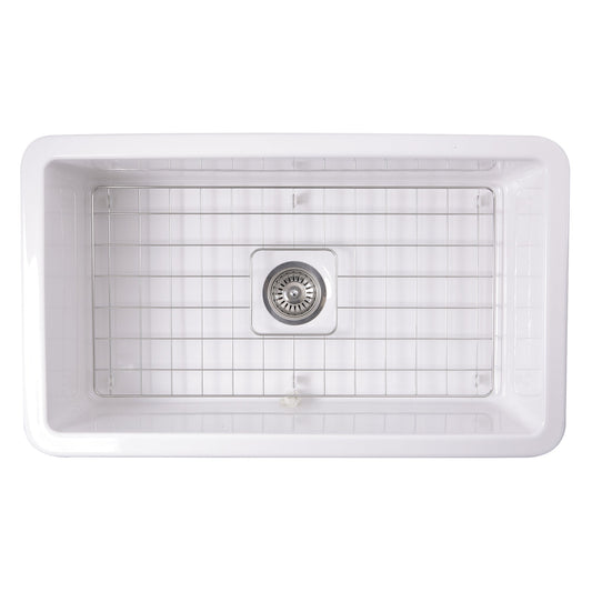 Nantucket Sinks Cape Collection 32" Rectangle Undermount Porcelain Enamel Glaze White Fireclay Single Bowl Kitchen Sink