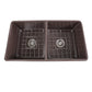 Nantucket Sinks Cape Collection 33" Rectangle Undermount Porcelain Enamel Glaze Coffee Brown Fireclay Double Bowl Farmhouse Apron Kitchen Sink