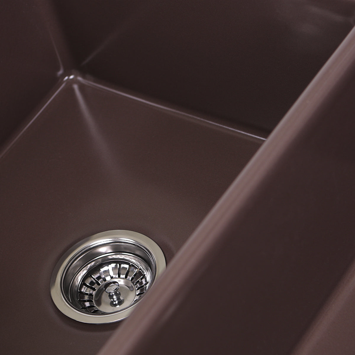 Nantucket Sinks Cape Collection 33" Rectangle Undermount Porcelain Enamel Glaze Coffee Brown Fireclay Double Bowl Farmhouse Apron Kitchen Sink