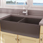 Nantucket Sinks Cape Collection 33" Rectangle Undermount Porcelain Enamel Glaze Coffee Brown Fireclay Double Bowl Farmhouse Apron Kitchen Sink