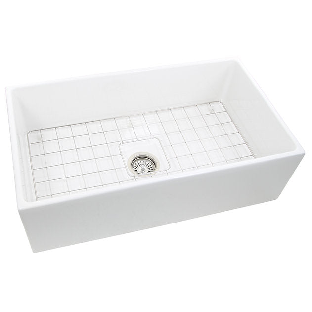 Nantucket Sinks Cape Collection 33" Rectangle Undermount Porcelain Enamel Glaze White Fireclay Single Bowl Apron Workstation Kitchen Sink
