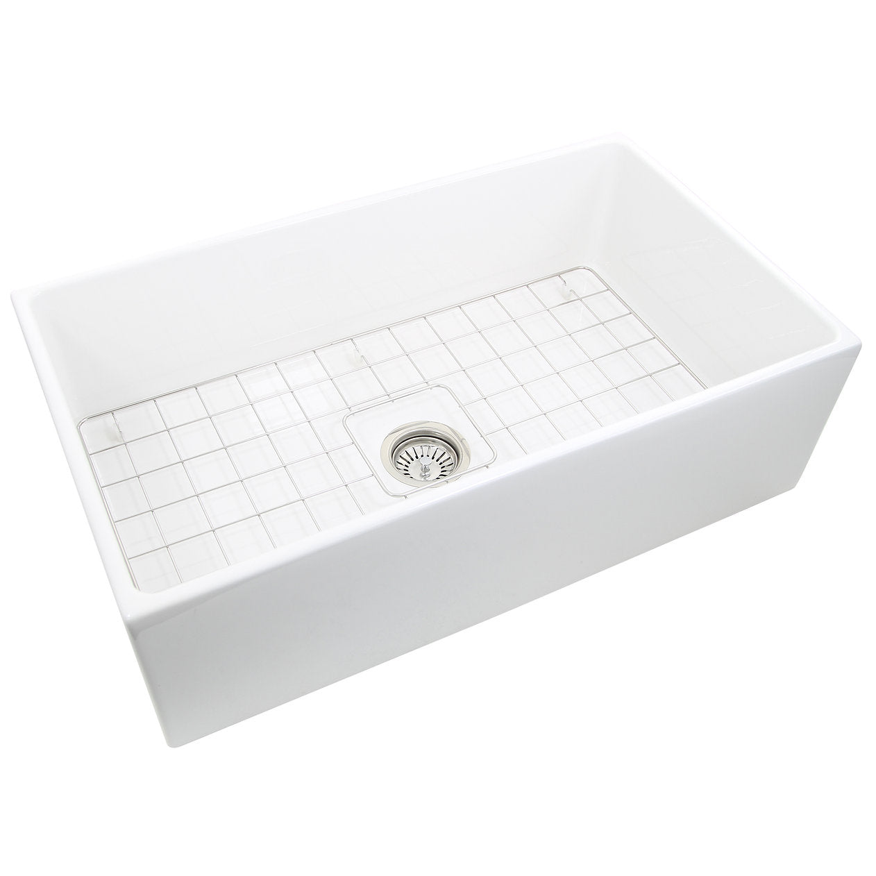 Nantucket Sinks Cape Collection 33" Rectangle Undermount Porcelain Enamel Glaze White Fireclay Single Bowl Apron Workstation Kitchen Sink