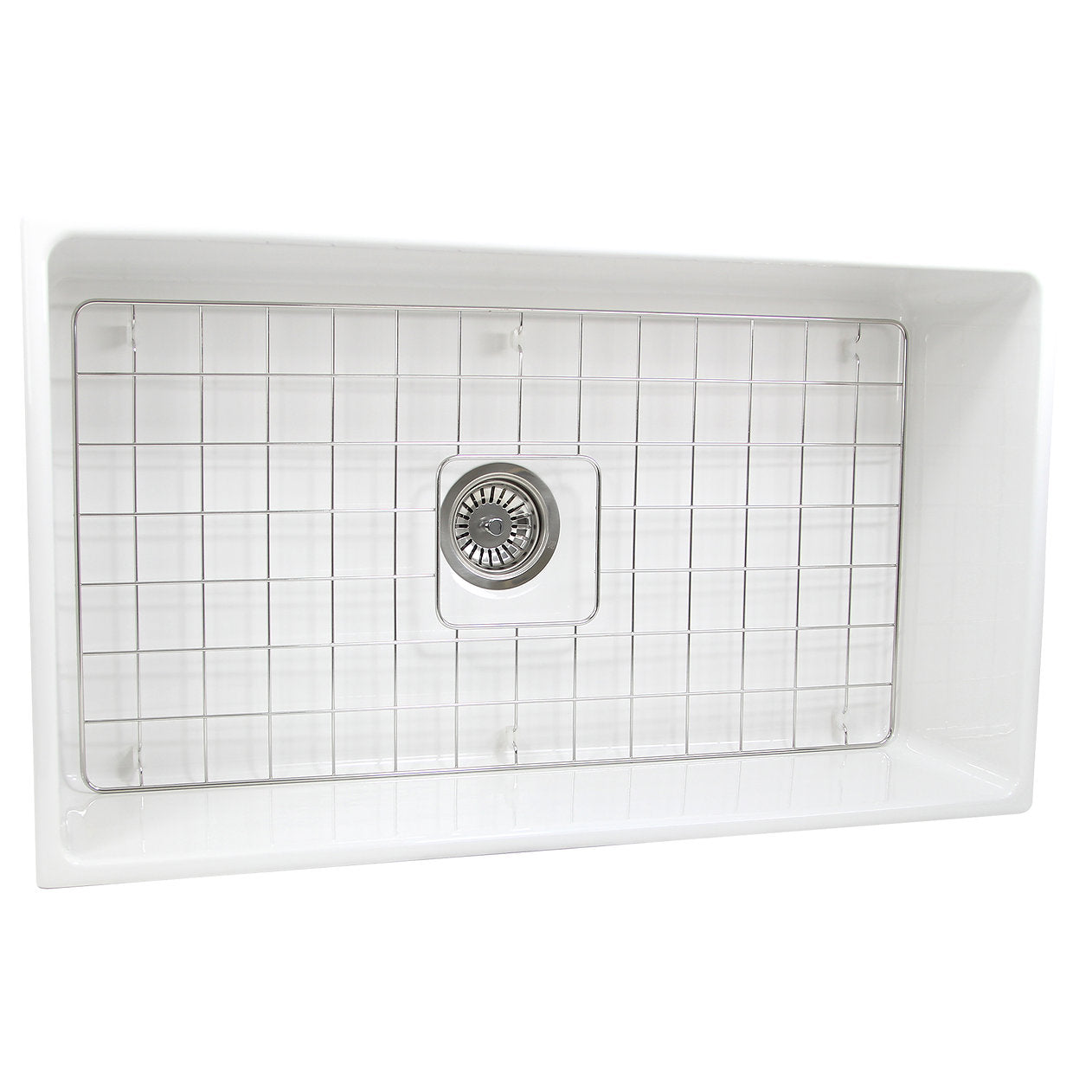 Nantucket Sinks Cape Collection 33" Rectangle Undermount Porcelain Enamel Glaze White Fireclay Single Bowl Apron Workstation Kitchen Sink