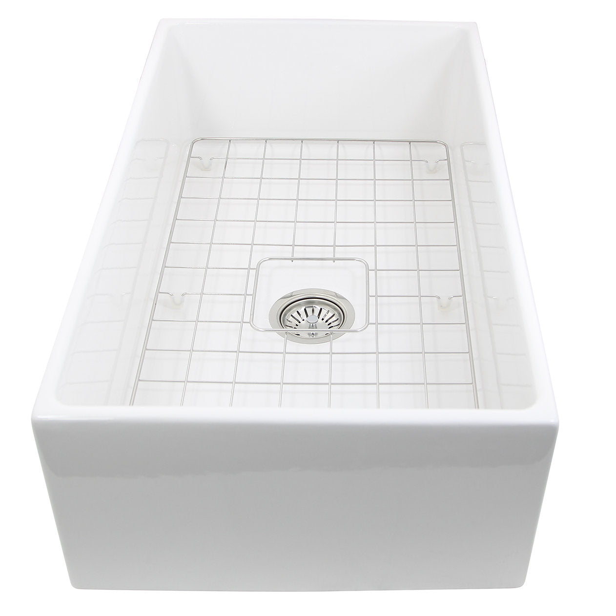 Nantucket Sinks Cape Collection 33" Rectangle Undermount Porcelain Enamel Glaze White Fireclay Single Bowl Apron Workstation Kitchen Sink