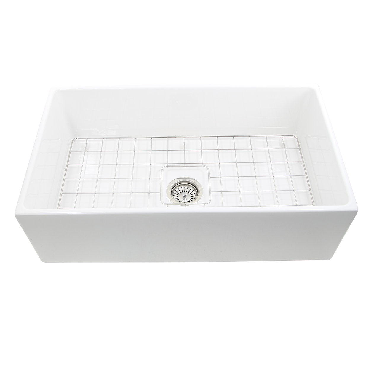 Nantucket Sinks Cape Collection 33" Rectangle Undermount Porcelain Enamel Glaze White Fireclay Single Bowl Apron Workstation Kitchen Sink