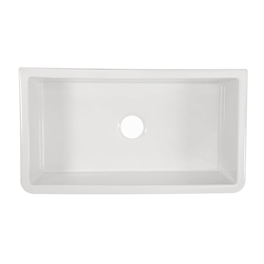 Nantucket Sinks Cape Collection 33" Rectangle Undermount Porcelain Enamel Glaze White Fireclay Single Bowl Italian Farmhouse Apron Kitchen Sink