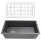 Nantucket Sinks Cape Collection 34" Rectangle Dual-mount Porcelain Enamel Glaze Matte Black Fireclay Single Bowl Kitchen Sink