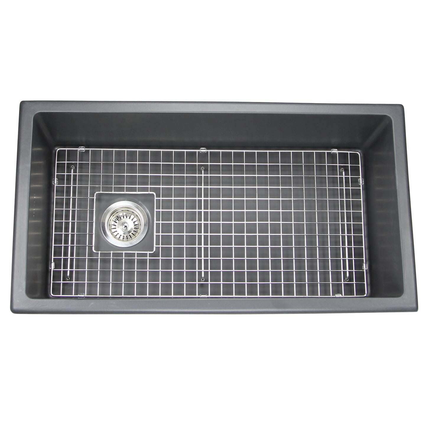 Nantucket Sinks Cape Collection 34" Rectangle Dual-mount Porcelain Enamel Glaze Matte Black Fireclay Single Bowl Kitchen Sink