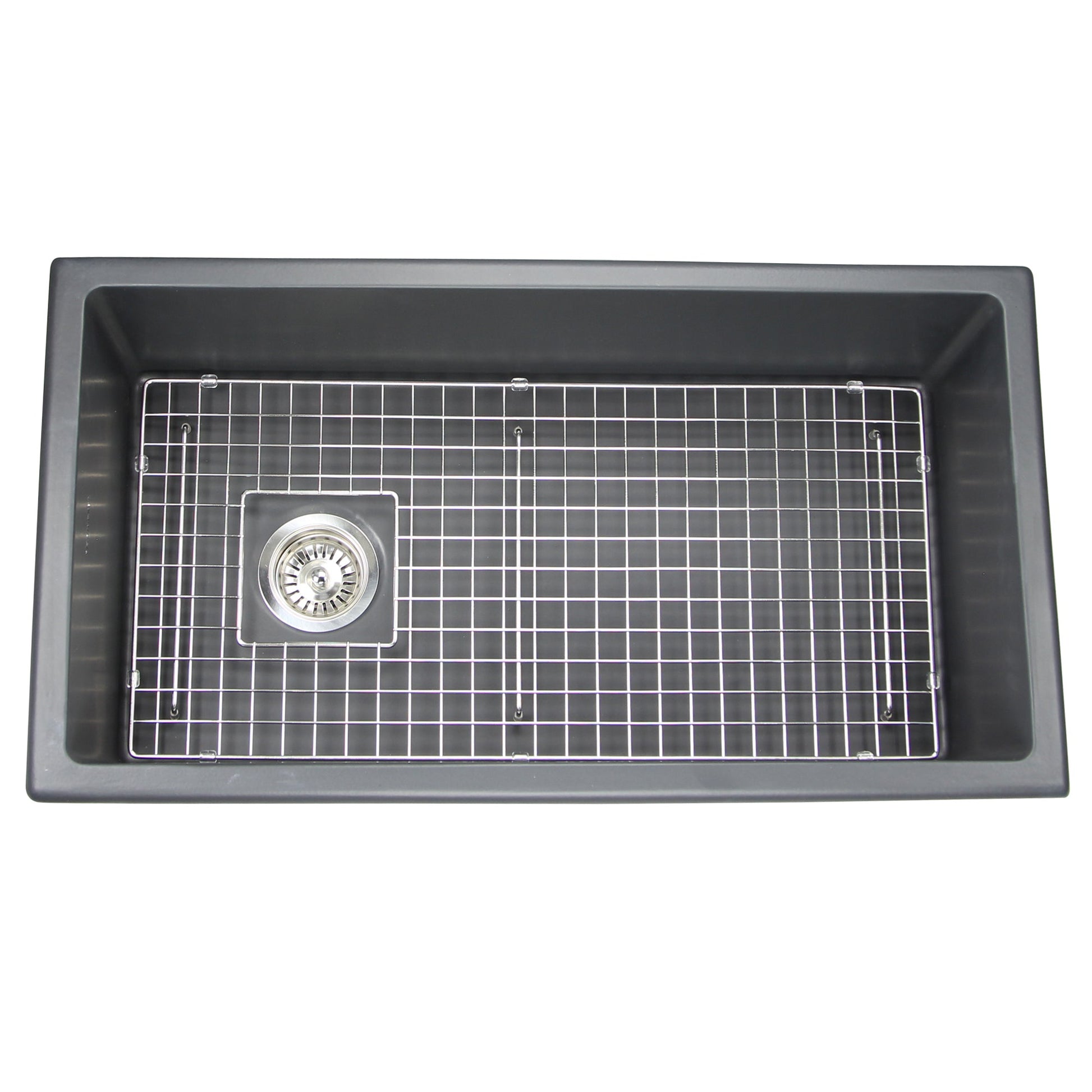 Nantucket Sinks Cape Collection 34" Rectangle Dual-mount Porcelain Enamel Glaze Matte Black Fireclay Single Bowl Kitchen Sink