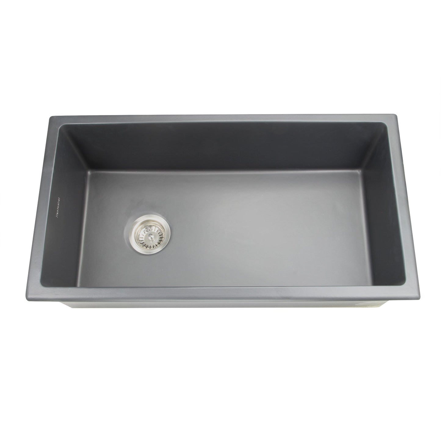 Nantucket Sinks Cape Collection 34" Rectangle Dual-mount Porcelain Enamel Glaze Matte Black Fireclay Single Bowl Kitchen Sink