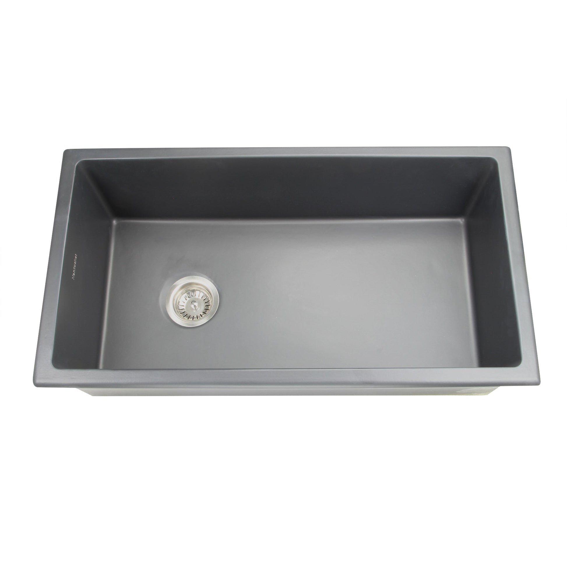 Nantucket Sinks Cape Collection 34" Rectangle Dual-mount Porcelain Enamel Glaze Matte Black Fireclay Single Bowl Kitchen Sink