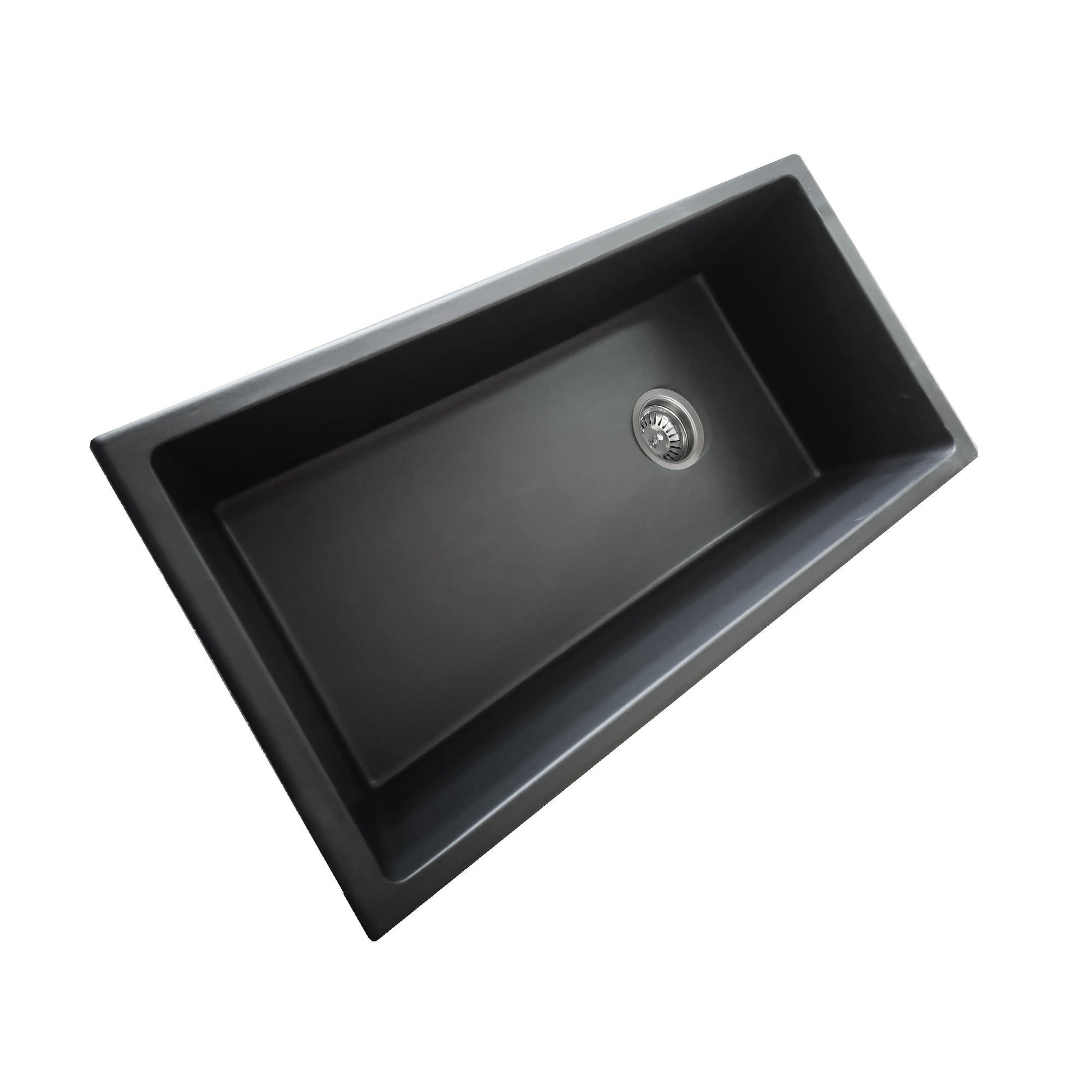 Nantucket Sinks Cape Collection 34" Rectangle Dual-mount Porcelain Enamel Glaze Matte Black Fireclay Single Bowl Kitchen Sink