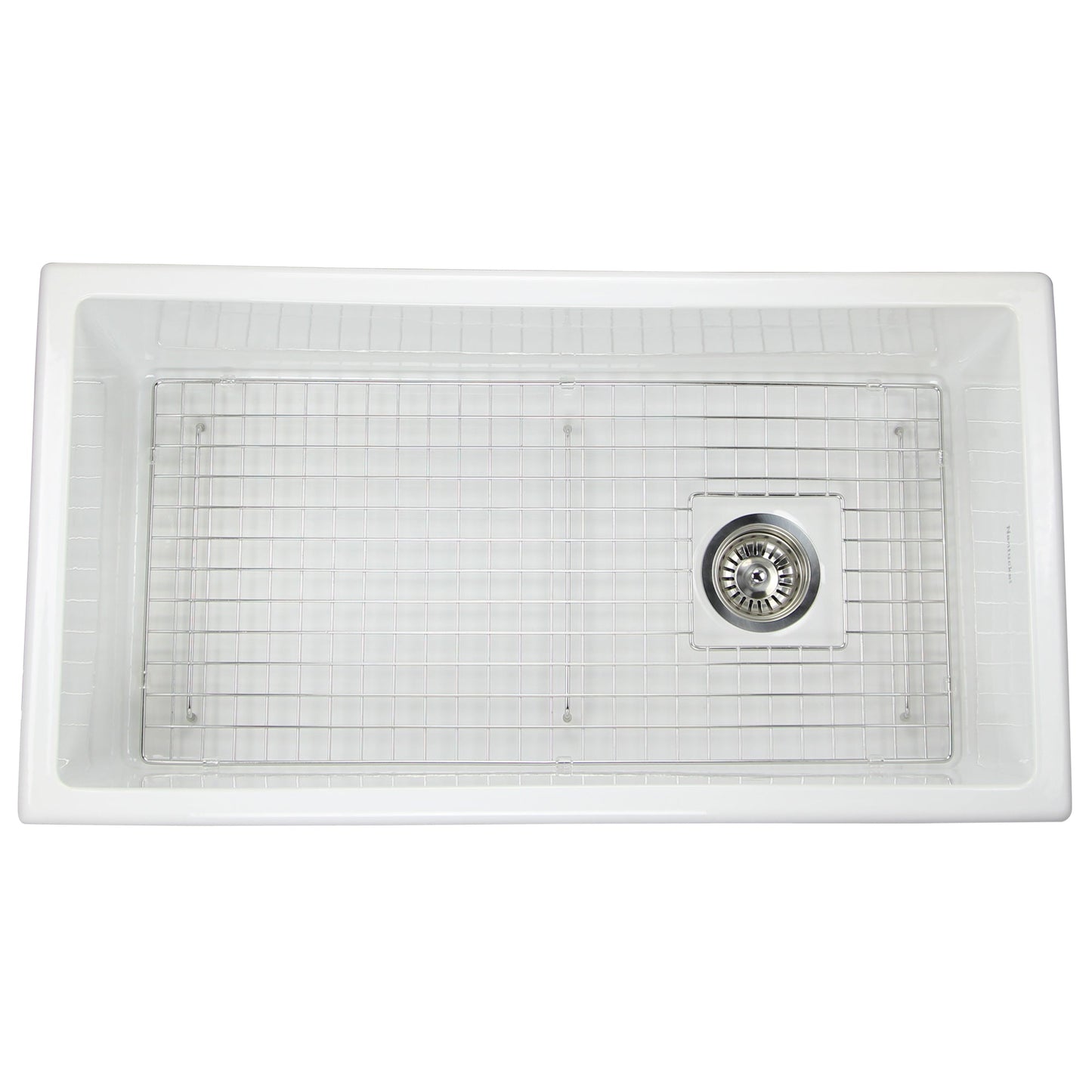 Nantucket Sinks Cape Collection 34" Rectangle Porcelain Enamel Glaze White Fireclay Single Bowl Kitchen Sink