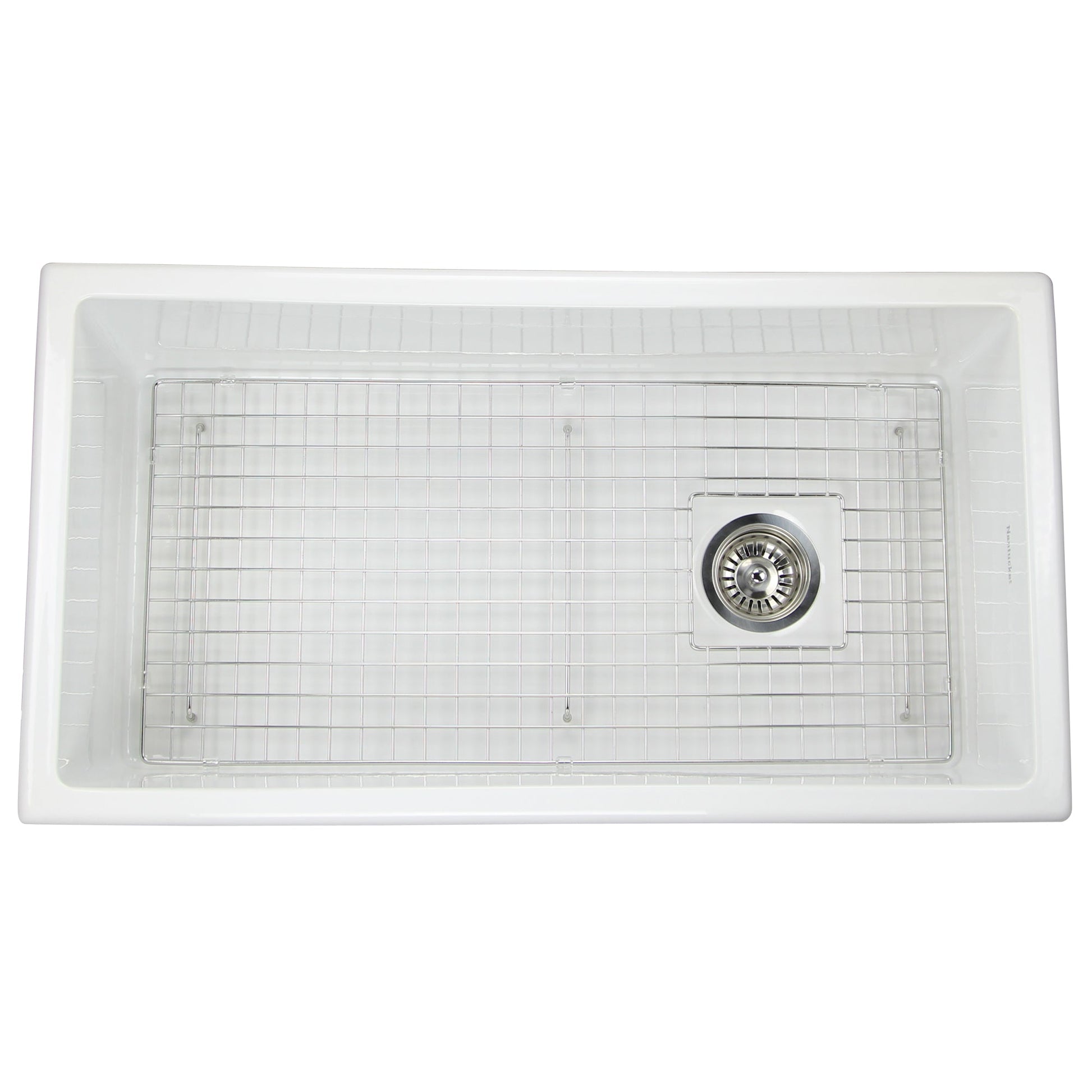 Nantucket Sinks Cape Collection 34" Rectangle Porcelain Enamel Glaze White Fireclay Single Bowl Kitchen Sink