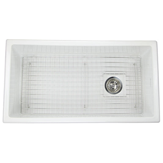 Nantucket Sinks Cape Collection 34" Rectangle Porcelain Enamel Glaze White Fireclay Single Bowl Kitchen Sink