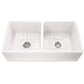 Nantucket Sinks Cape Collection 36" Rectangle Undermount Porcelain Enamel Glaze White Fireclay Double Bowl Farmhouse Apron Kitchen Sink With Drains and Grids
