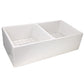 Nantucket Sinks Cape Collection 36" Rectangle Undermount Porcelain Enamel Glaze White Fireclay Double Bowl Farmhouse Apron Kitchen Sink With Drains and Grids
