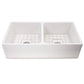Nantucket Sinks Cape Collection 36" Rectangle Undermount Porcelain Enamel Glaze White Fireclay Double Bowl Farmhouse Apron Kitchen Sink With Drains and Grids