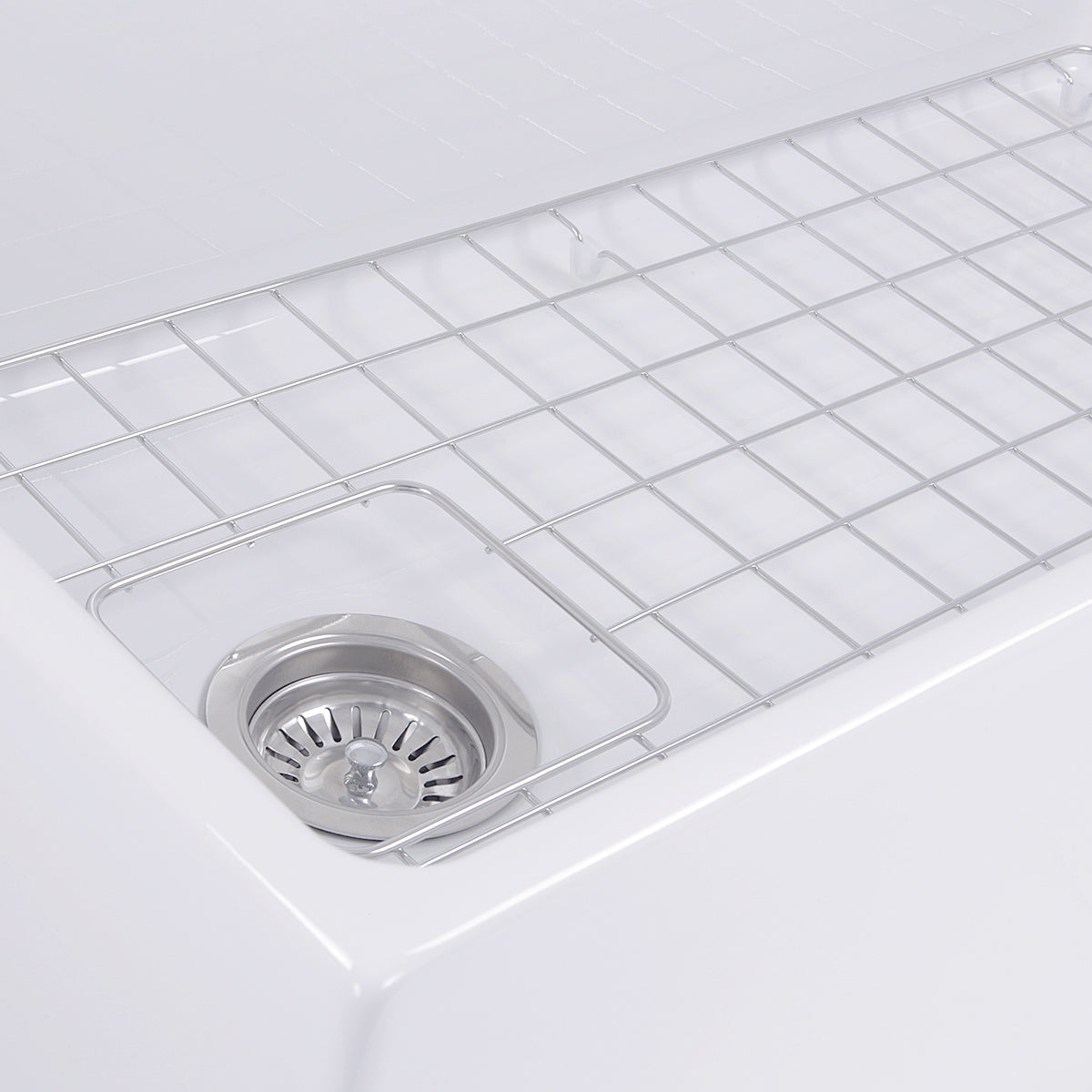 Nantucket Sinks Cape Collection 36" Rectangle Undermount Porcelain Enamel Glaze White Fireclay Single Bowl Farmhouse Apron Kitchen Sink With Offset Drain and Grid