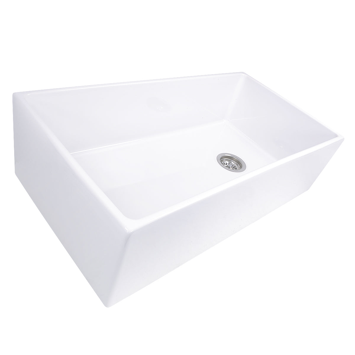Nantucket Sinks Cape Collection 36" Rectangle Undermount Porcelain Enamel Glaze White Fireclay Single Bowl Farmhouse Apron Kitchen Sink With Offset Drain and Grid