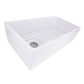 Nantucket Sinks Cape Collection 36" Rectangle Undermount Porcelain Enamel Glaze White Fireclay Single Bowl Farmhouse Apron Kitchen Sink With Offset Drain and Grid