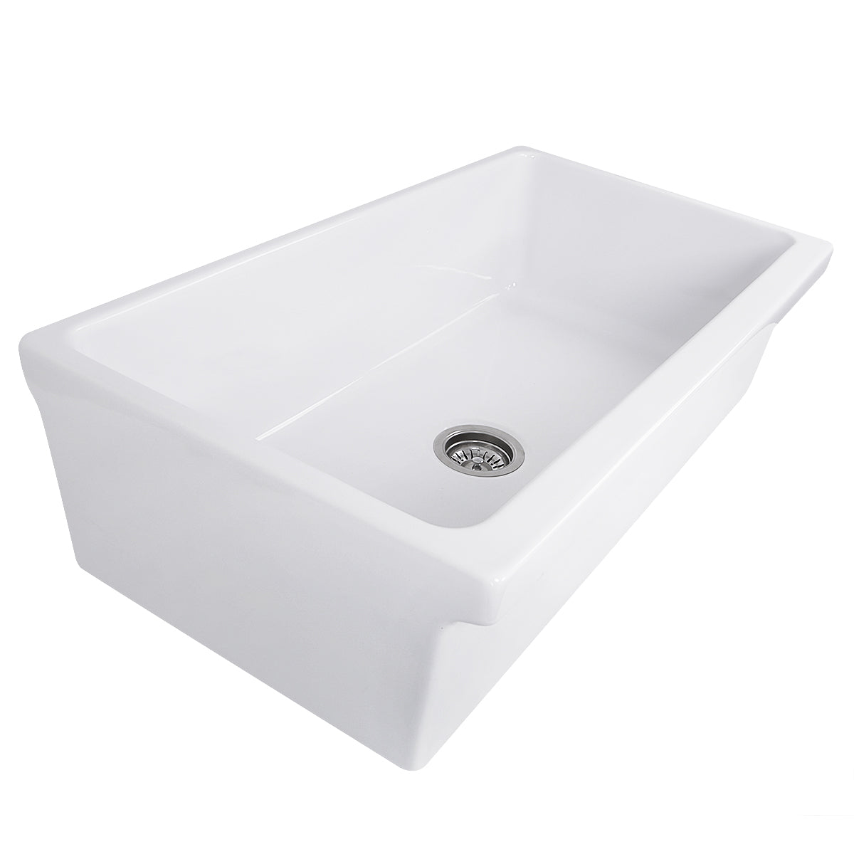 Nantucket Sinks Cape Collection 36" Rectangle Undermount Porcelain Enamel Glaze White Fireclay Single Bowl Farmhouse Kitchen Sink With Decorative Apron
