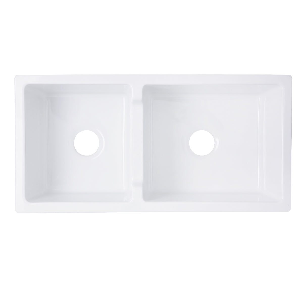 Nantucket Sinks Cape Collection 36" Rectangular Undermount Porcelain Enamel Glaze White Fireclay 60/40 Double Bowl Farmhouse Apron Kitchen Sink