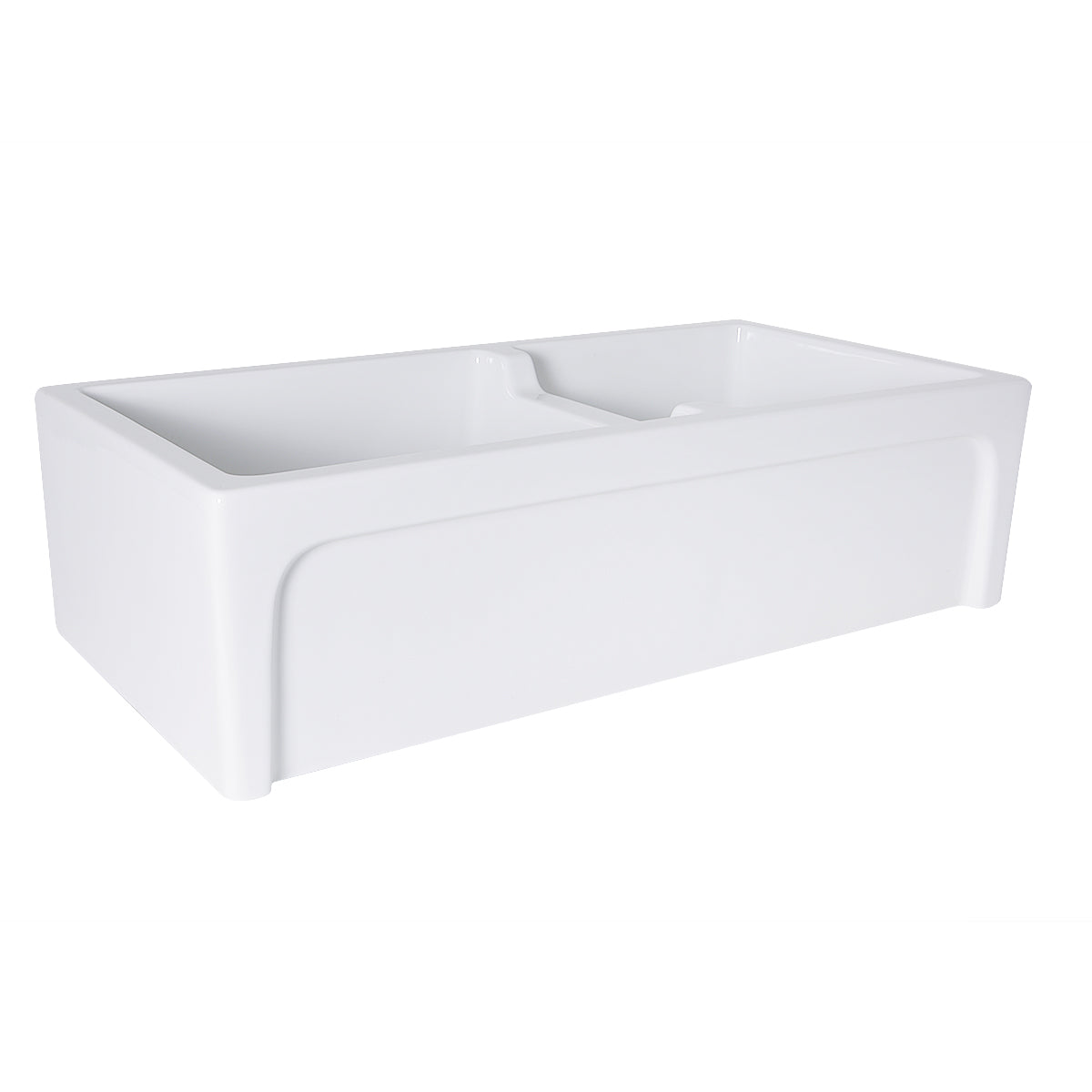 Nantucket Sinks Cape Collection 36" Rectangular Undermount Porcelain Enamel Glaze White Fireclay 60/40 Double Bowl Farmhouse Apron Kitchen Sink