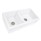 Nantucket Sinks Cape Collection 36" Rectangular Undermount Porcelain Enamel Glaze White Fireclay 60/40 Double Bowl Farmhouse Apron Kitchen Sink