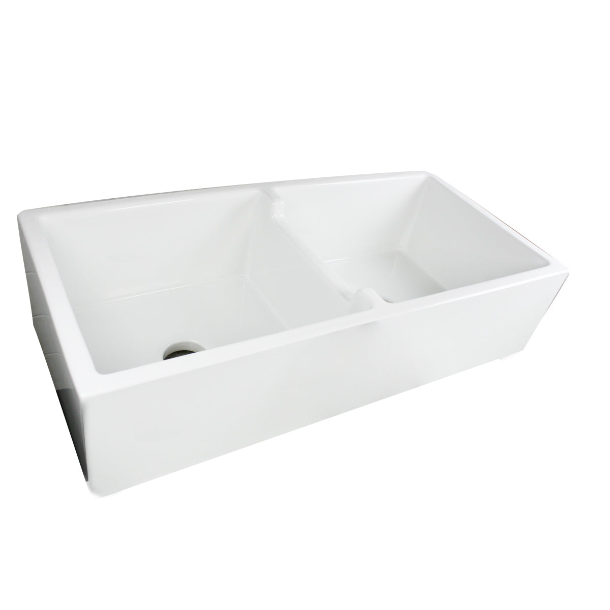 Nantucket Sinks Cape Collection 40" Rectangle Undermount Porcelain Enamel Glaze White Fireclay Double Bowl Farmhouse Apron Kitchen Sink