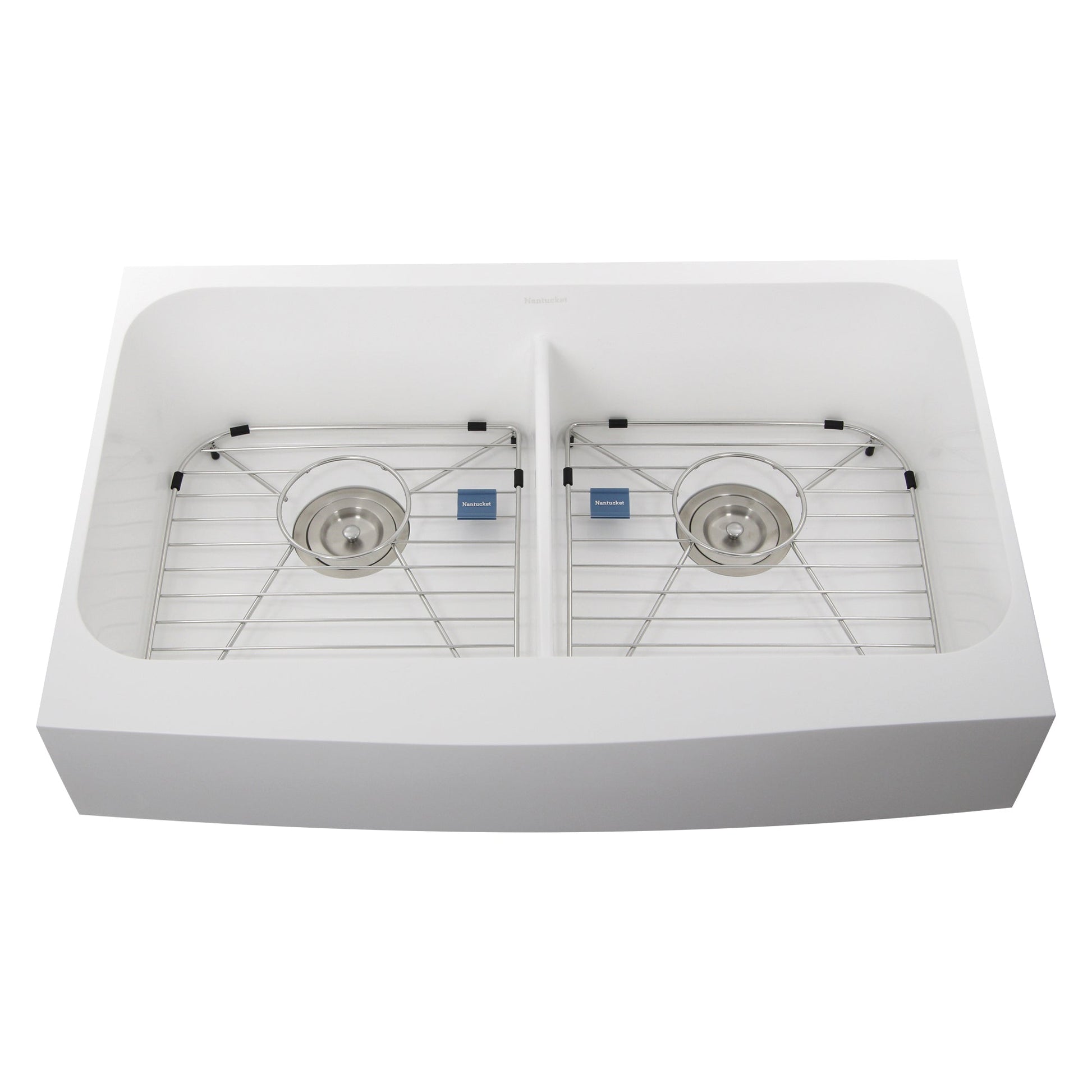 Nantucket Sinks Glacierstone 31" Rectangle Apron Matte Inside and Glossy Apron White Retrofit Glacierstone Double Bowl Kitchen Sink
