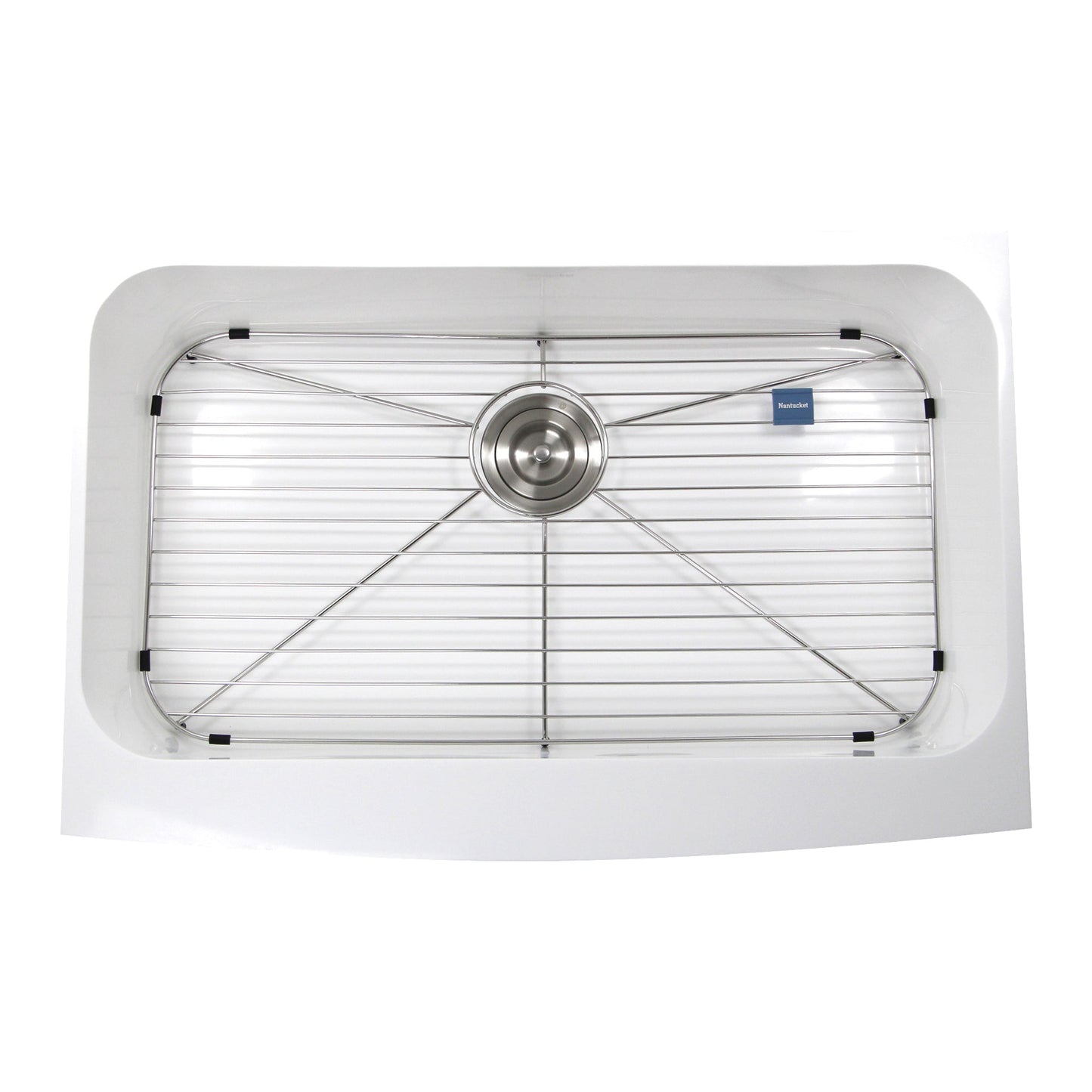 Nantucket Sinks Glacierstone 31" Rectangle Apron Matte Inside and Glossy Apron White Retrofit Glacierstone Single Bowl Kitchen Sink