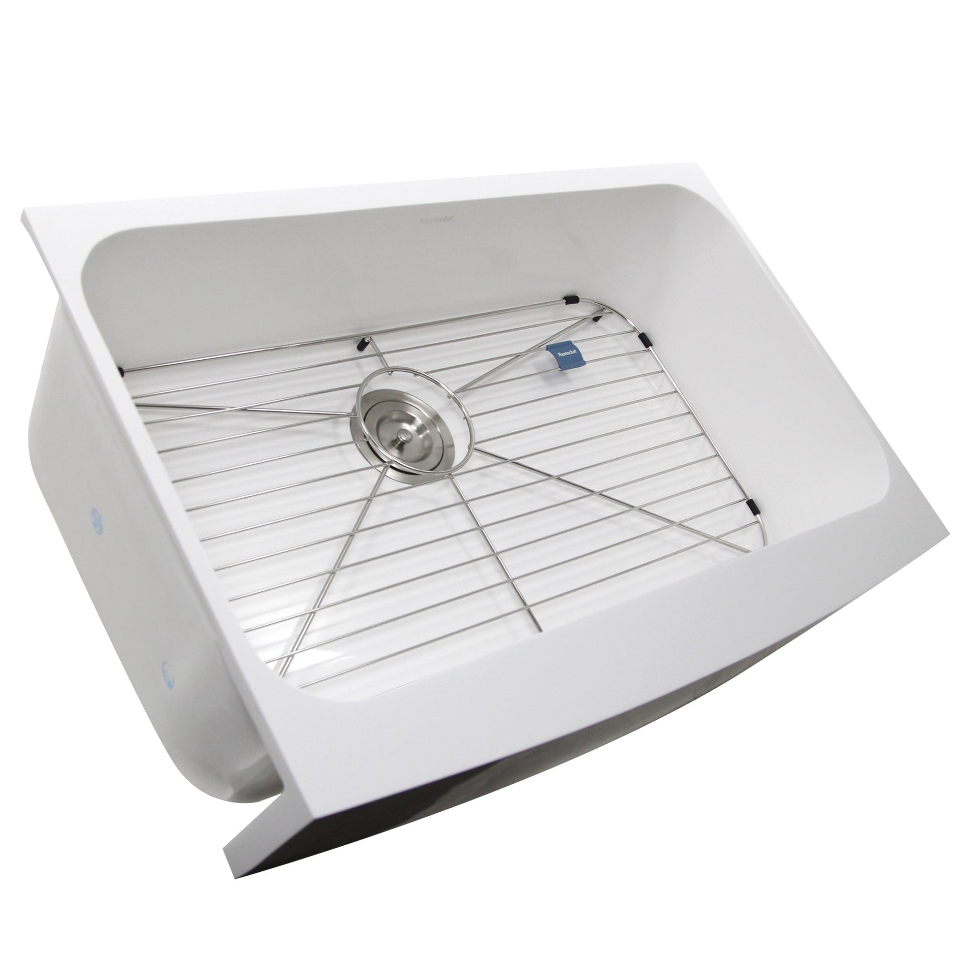 Nantucket Sinks Glacierstone 31" Rectangle Apron Matte Inside and Glossy Apron White Retrofit Glacierstone Single Bowl Kitchen Sink