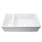 Nantucket Sinks Island Collection 36" Rectangle Undermount White Porcelain Enamel Glaze Glossy Fireclay 90/10 Reversible Double Bowl Italian Apron Sink