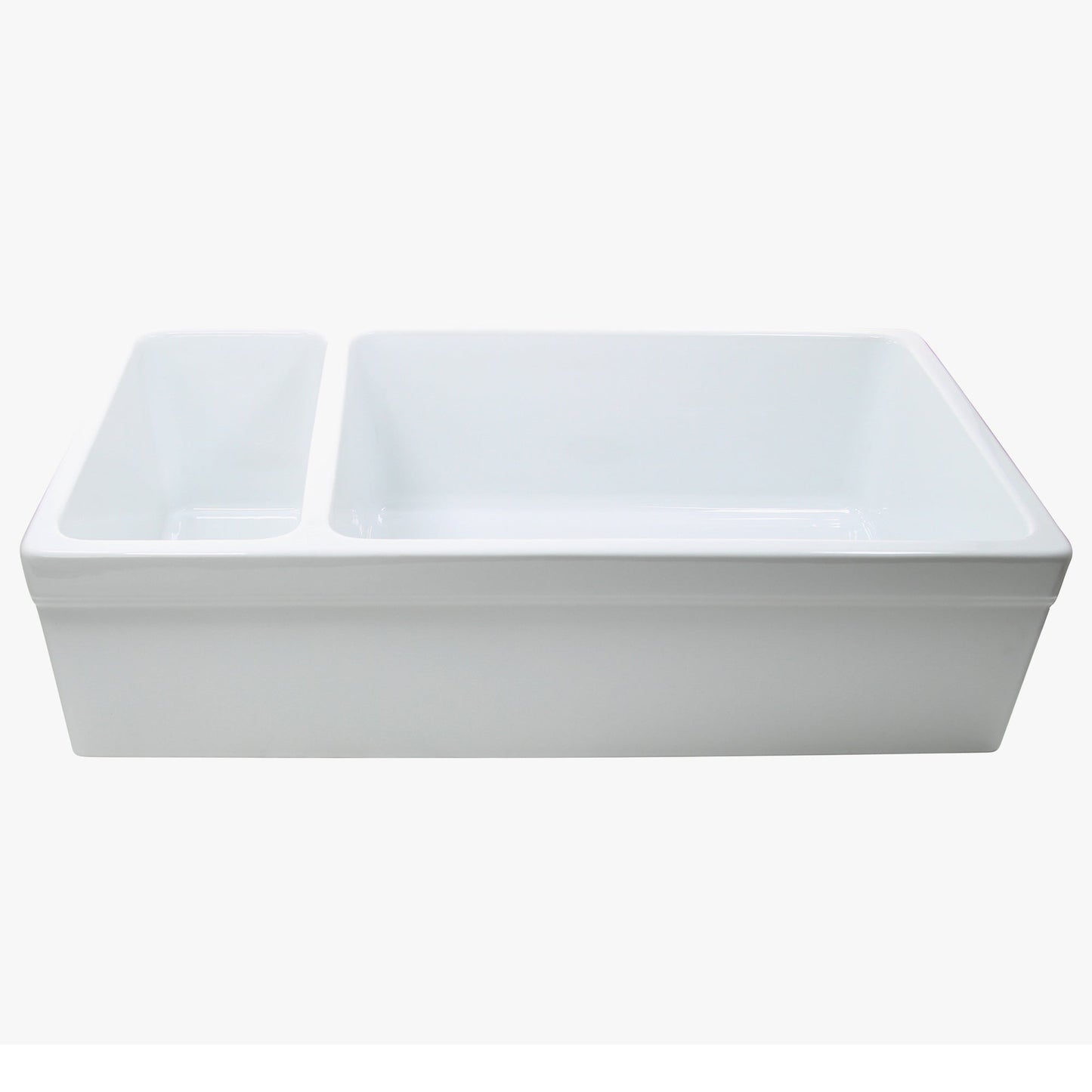 Nantucket Sinks Island Collection 36" Rectangle Undermount White Porcelain Enamel Glaze Glossy Fireclay 90/10 Reversible Double Bowl Italian Apron Sink