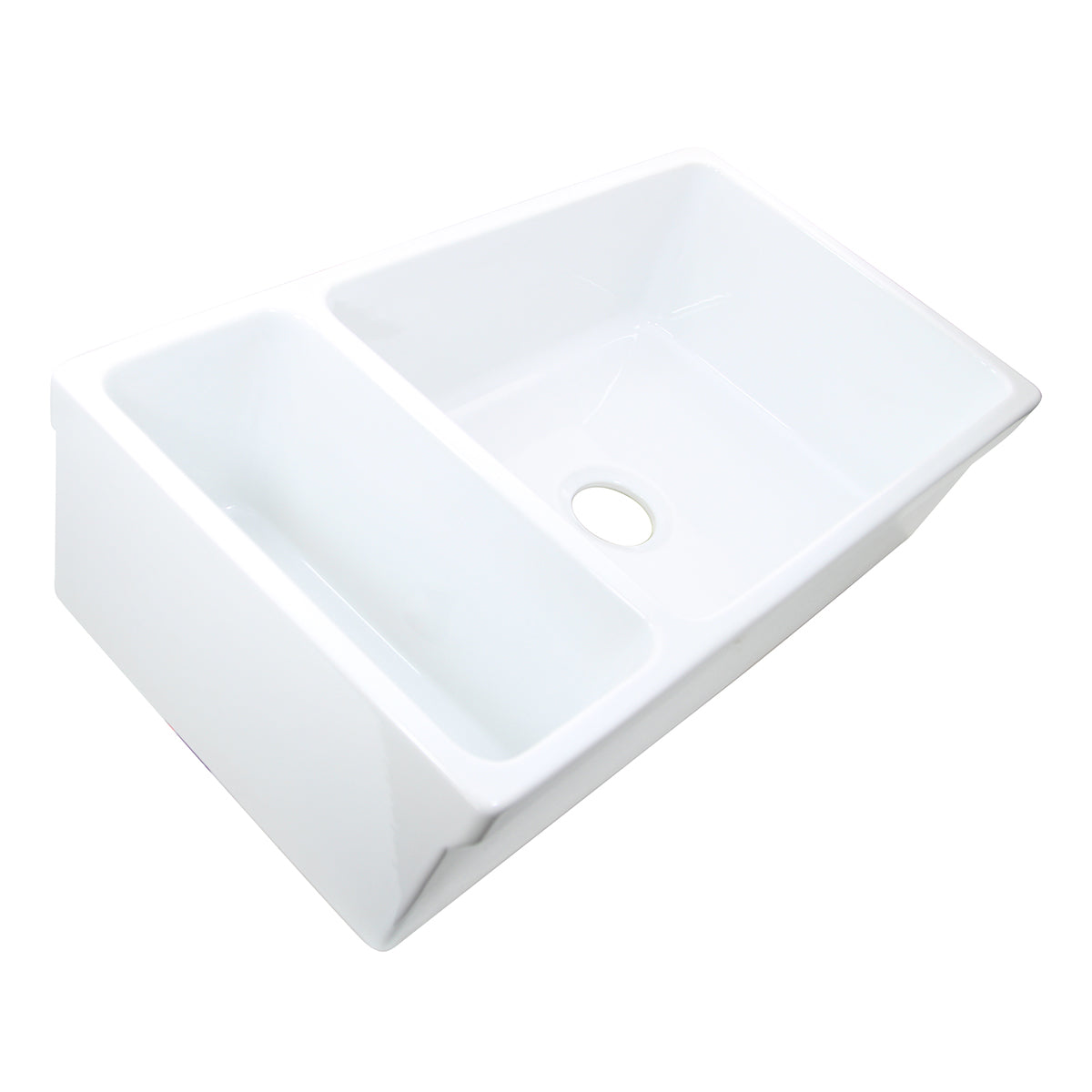 Nantucket Sinks Island Collection 36" Rectangle Undermount White Porcelain Enamel Glaze Glossy Fireclay 90/10 Reversible Double Bowl Italian Apron Sink