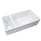 Nantucket Sinks Island Collection 36" Rectangle Undermount White Porcelain Enamel Glaze Glossy Fireclay 90/10 Reversible Double Bowl Italian Apron Sink