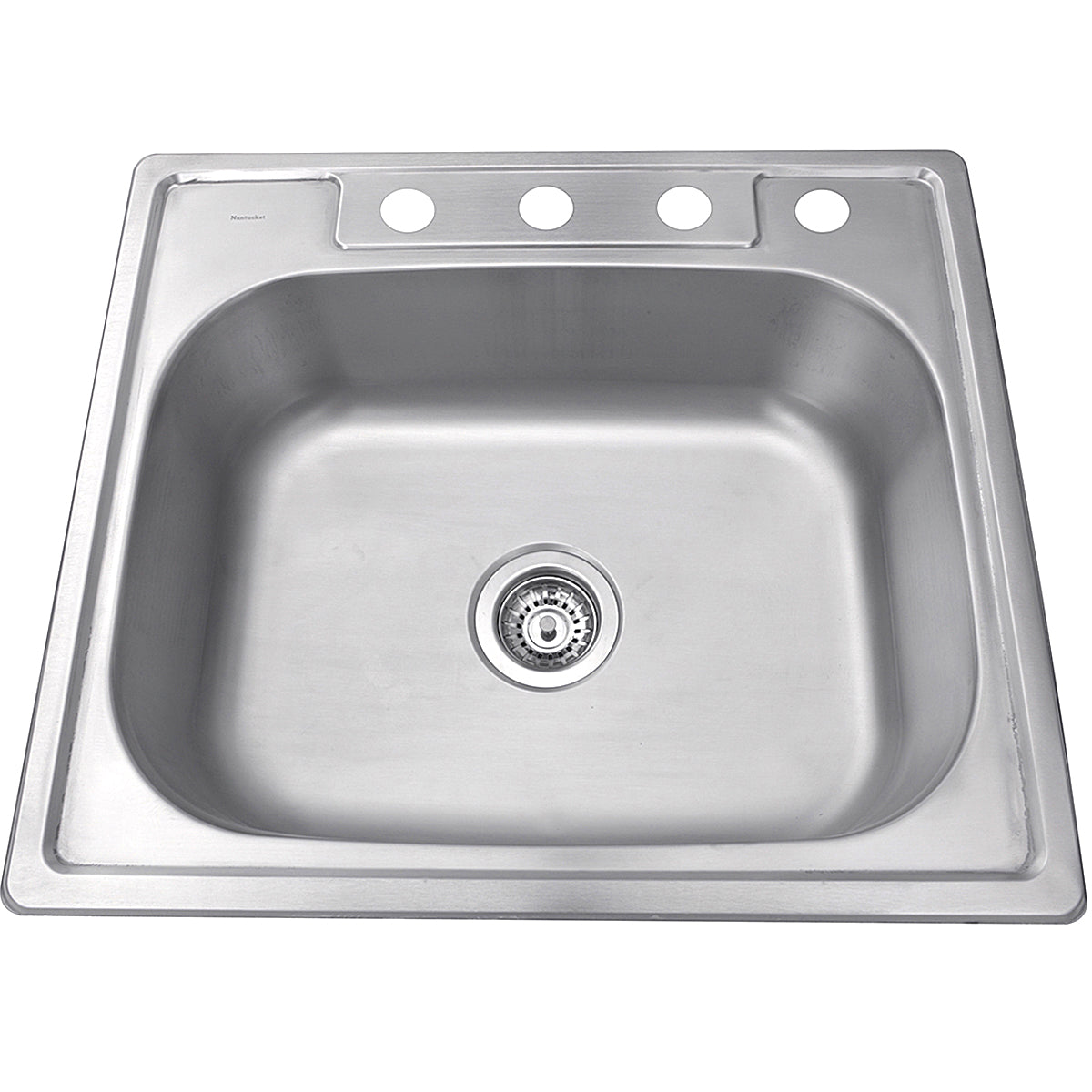Nantucket Sinks Madaket Collection 25" Rectangle Topmount Brushed Satin 304 Stainless Steel Single Bowl Drop-In 18-Gauge Kitchen Sink