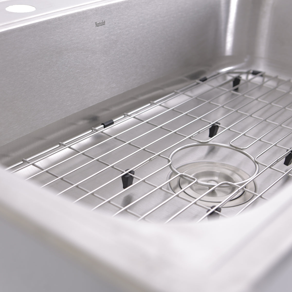 Nantucket Sinks Madaket Collection 33" Rectanglar Topmount Brushed Satin 304 Stainless Steel Single Bowl Drop-In 18-Gauge Kitchen Sink