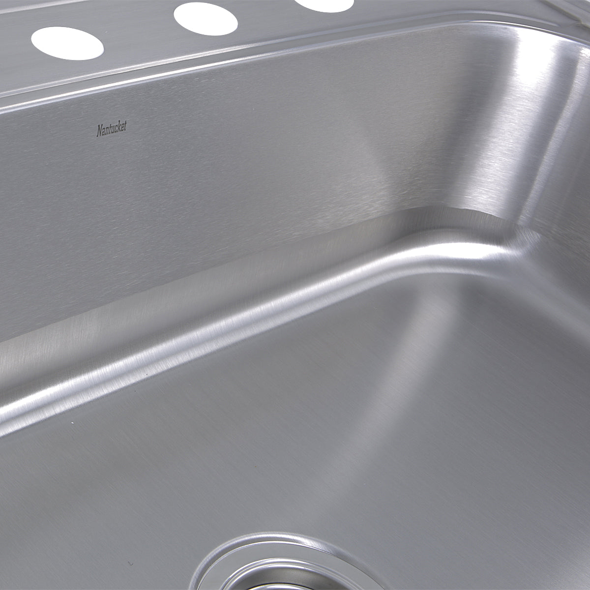 Nantucket Sinks Madaket Collection 33" Rectanglar Topmount Brushed Satin 304 Stainless Steel Single Bowl Drop-In 18-Gauge Kitchen Sink