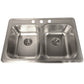 Nantucket Sinks Madaket Collection 33" Rectangle Topmount Brushed Satin 304 Stainless Steel Double Bowl Drop-In 18-Gauge Kitchen Sink